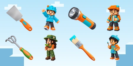 Blocky Playground personažai